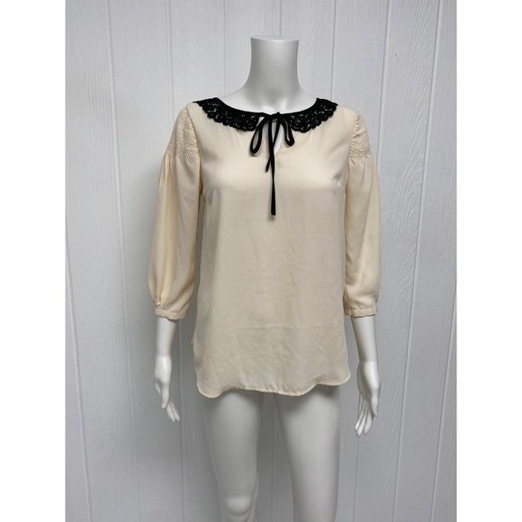 Disney Collection by LC Lauren Conrad women's blouse back buttons 3/4 sleeve - Picture 9 of 11